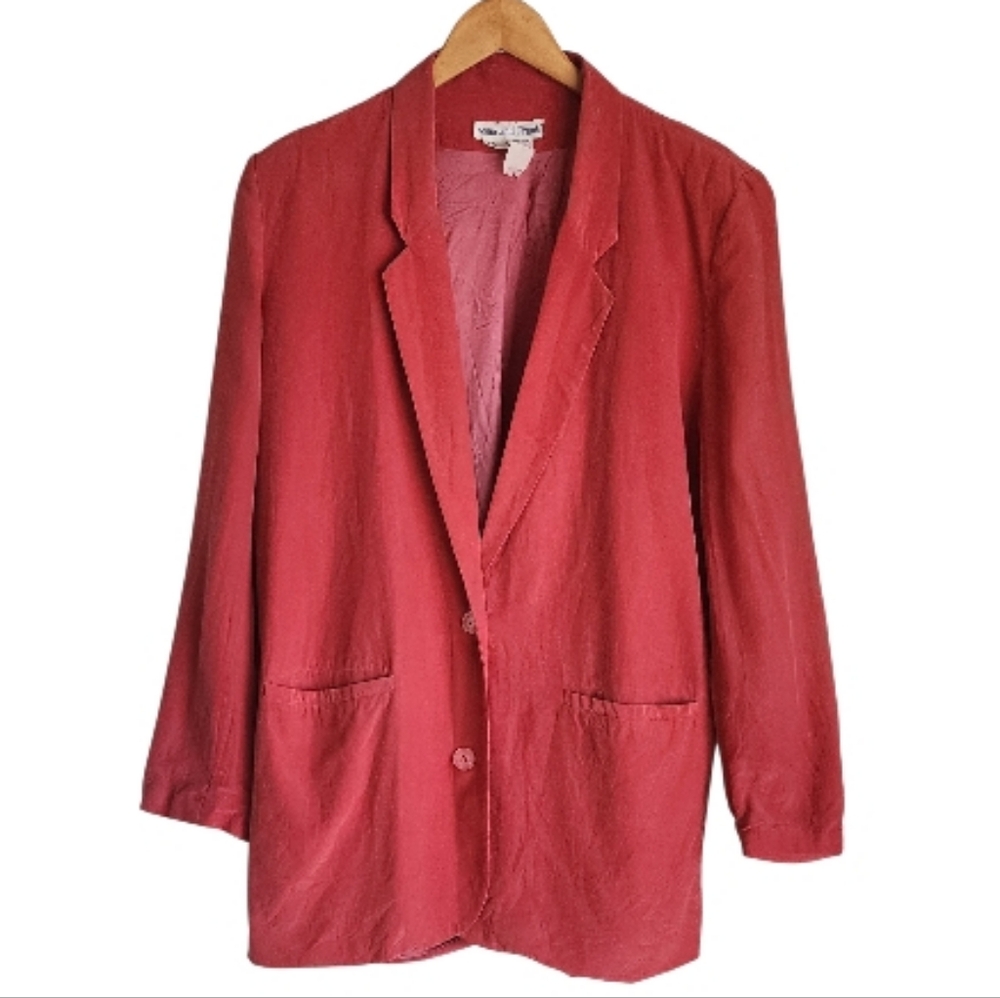 Vintage Anna And Frank Guava Pink Oversized Silk Blazer M